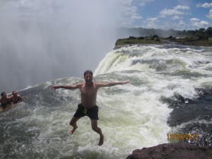 John leaping into the Devils Pool